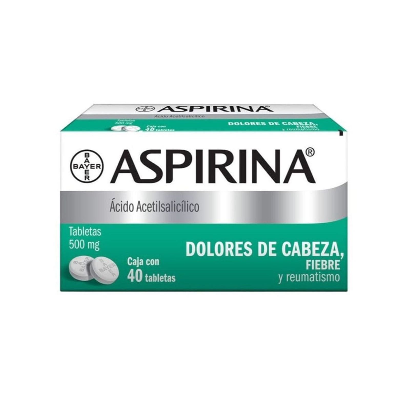 Pieza Medicamento Aspirina 500 Mg 40 Tabletas La tienda Online de Merza